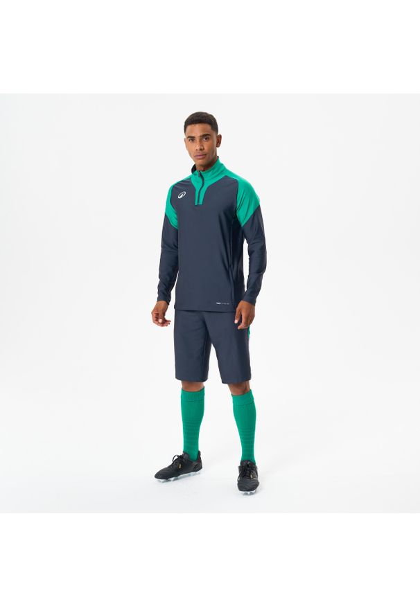 KIPSTA - Bluza piłkarska Kipsta Viralto Club na krótki suwak. Kolor: szary, wielokolorowy, zielony. Materiał: poliester, materiał, elastan. Długość: krótkie. Sport: piłka nożna