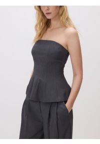 Reserved - Gorsetowy top - jasnoszary. Typ kołnierza: dekolt gorset. Kolor: szary. Materiał: wiskoza, dzianina #1