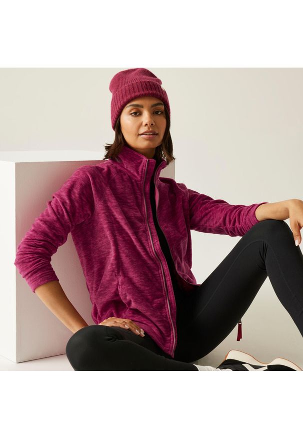 Regatta - Polar damski rozsuwany Mayse. Kolor: różowy. Materiał: polar. Długość rękawa: raglanowy rękaw. Wzór: melanż. Sport: turystyka piesza