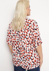 Born2be - Pomarańczowo-Biała Bluzka z Trójkątnym Dekoltem w Fantazyjny Print Anola. Okazja: do pracy, na co dzień. Kolor: pomarańczowy. Wzór: nadruk. Styl: casual #3