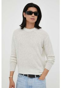 AMERICAN VINTAGE - American Vintage sweter wełniany męski kolor szary lekki. Kolor: szary. Materiał: wełna. Wzór: gładki. Styl: vintage #3