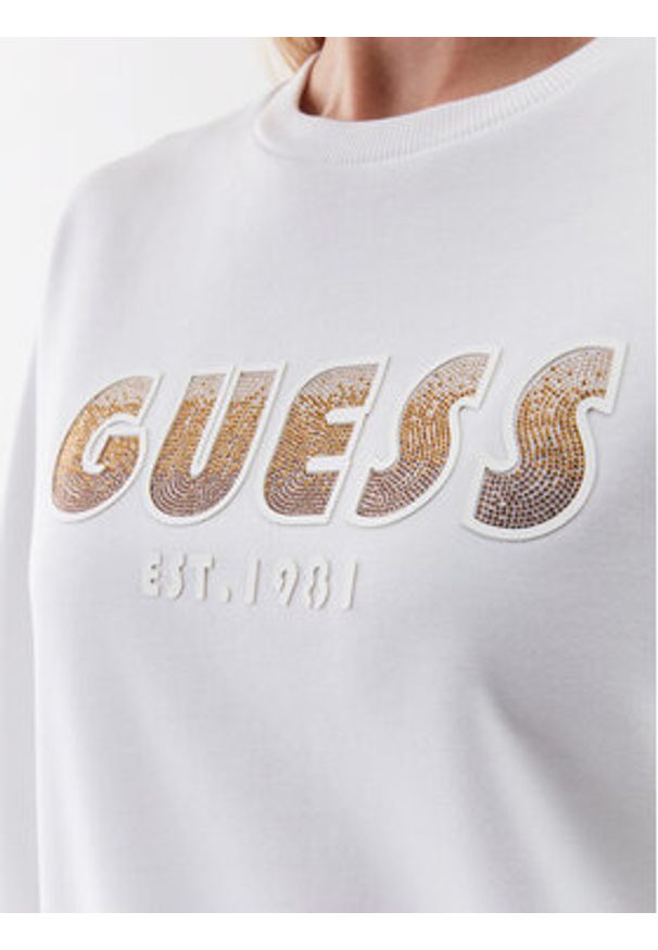 Guess Bluza W3YQ13 K8802 Biały Relaxed Fit. Kolor: biały. Materiał: bawełna, syntetyk