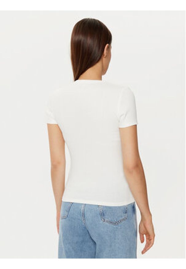 Tommy Jeans T-Shirt DW0DW20463 Biały Slim Fit. Kolor: biały. Materiał: bawełna