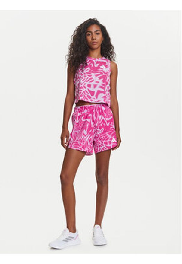 Adidas - adidas Szorty sportowe Train Essentials Allover Print Workout JE8692 Fioletowy Regular Fit. Kolor: fioletowy. Materiał: syntetyk. Wzór: nadruk