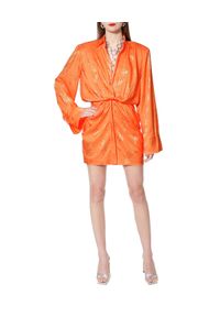 AGGI - Pomarańczowa sukienka z jedwabiem Jada. Kolor: pomarańczowy. Materiał: jedwab. Wzór: kwiaty. Typ sukienki: koszulowe. Długość: mini #6