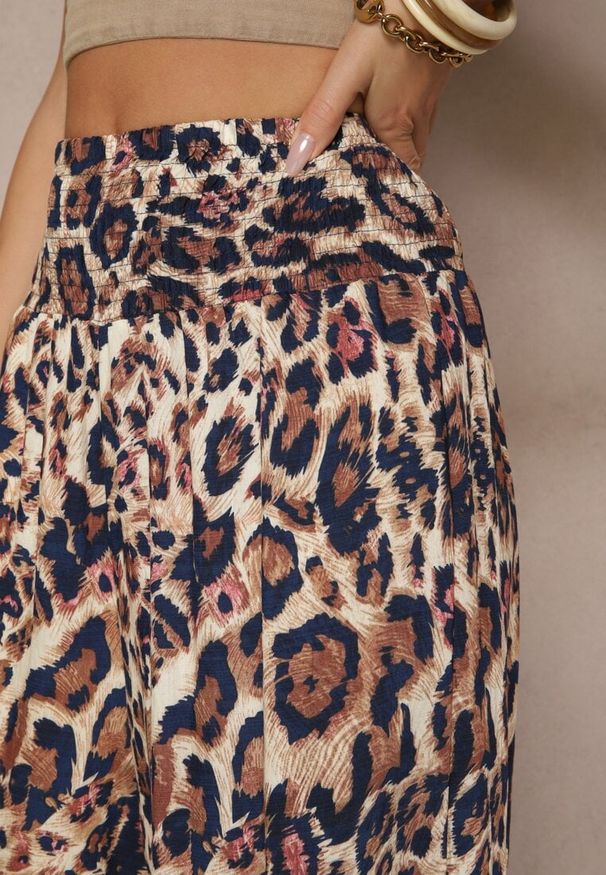 Renee - Czerwono-Granatowe Szerokie Spodnie z Wiskozy High Waist Ellirelle. Okazja: na co dzień. Stan: podwyższony. Kolor: czerwony. Materiał: wiskoza. Styl: casual, elegancki