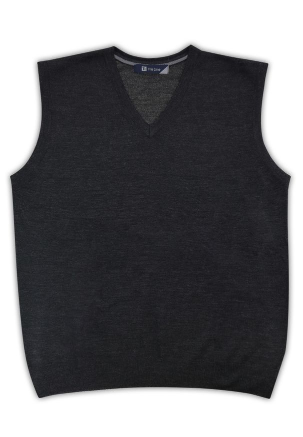 Lanieri Fashion - Antracytowy bezrękawnik męski SW86. Kolor: szary. Materiał: akryl, wełna, tkanina. Długość rękawa: bez rękawów