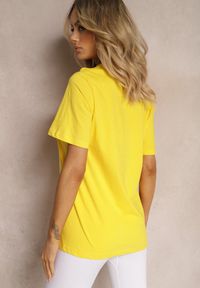 Renee - Żółta Bawełniana Koszulka z Krótkim Rękawem Anemila. Okazja: na co dzień, na spotkanie biznesowe, do pracy. Kolor: żółty. Materiał: bawełna. Długość rękawa: krótki rękaw. Długość: krótkie. Styl: biznesowy, klasyczny, elegancki, casual