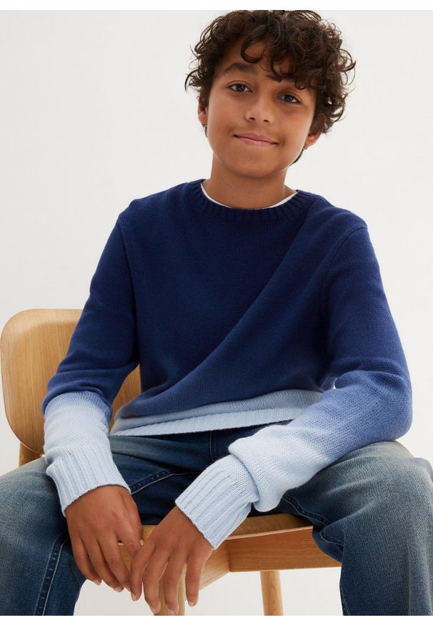 bonprix - Sweter w cieniowanym kolorze. Kolor: niebieski