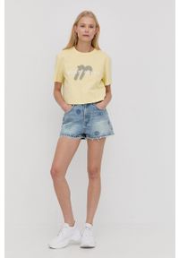 Miss Sixty szorty jeansowe damskie kolor fioletowy wzorzyste high waist. Stan: podwyższony. Kolor: fioletowy. Materiał: jeans #3