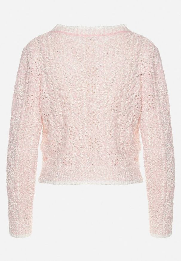 Born2be - Różowy Kardigan z Wiskozą na Guziki i Imitacją Kieszeni Liales. Okazja: na co dzień. Kolor: różowy. Materiał: wiskoza. Styl: elegancki, casual