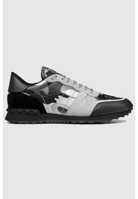 Valentino Garavani - VALENTINO GARAVANI Sneakersy rockrunner w szarym kamuflażu, Rozmiar 45. Zapięcie: pasek. Kolor: szary