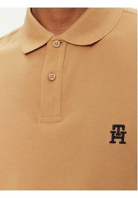 TOMMY HILFIGER - Tommy Hilfiger Polo Interlock MW0MW34783 Beżowy Regular Fit. Typ kołnierza: polo. Kolor: beżowy. Materiał: bawełna #3