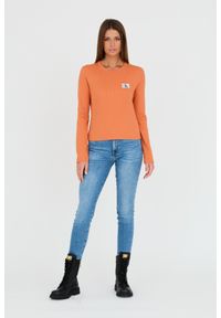 Calvin Klein - CALVIN KLEIN Pomarańczowy longsleeve. Kolor: pomarańczowy. Długość rękawa: długi rękaw #2