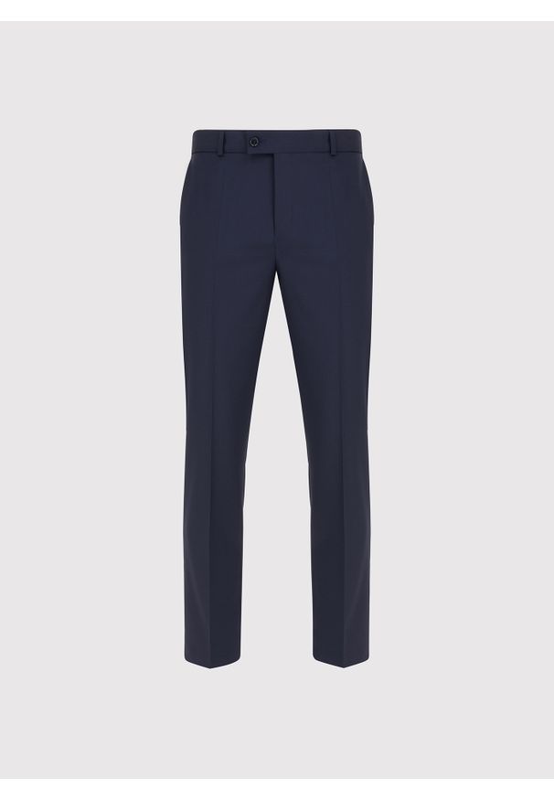 Pako Lorente - PAKO LORENTE – Wełniane spodnie garniturowe w kolorze granatowym. Okazja: na spotkanie biznesowe. Kolor: niebieski. Materiał: wełna. Styl: elegancki, biznesowy
