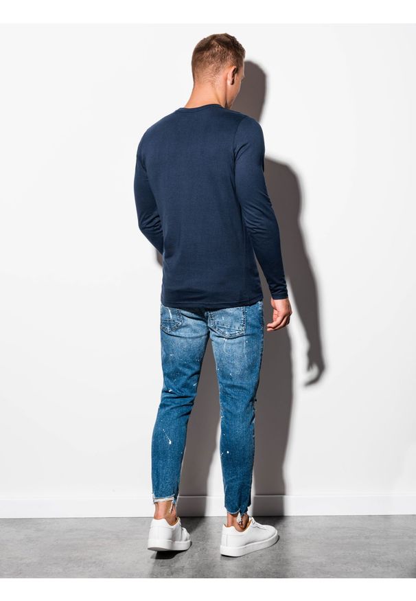 Niebieska koszulka z długim rękawem Ombre Clothing z kapturem, klasyczna