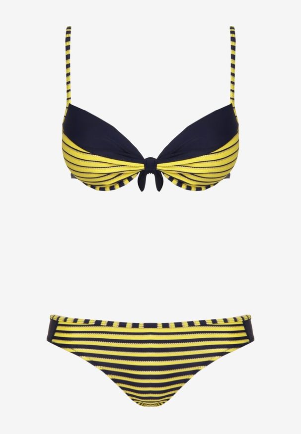 Renee - Żółte Bikini Dwuczęściowe w Paski Biustonosz i Figi Wialisa. Kolor: żółty. Wzór: paski