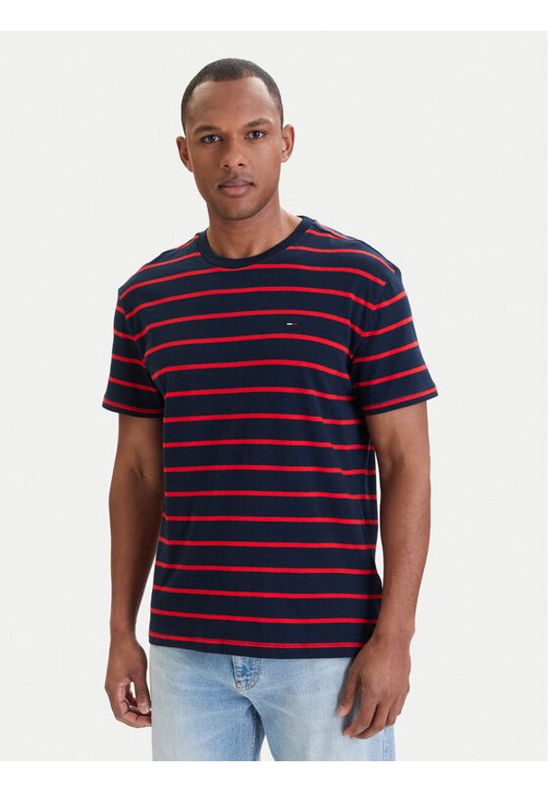 Tommy Jeans T-Shirt DM0DM22544 Granatowy Regular Fit. Kolor: niebieski. Materiał: bawełna