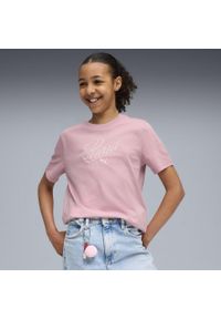 Puma - Młodzieżowa koszulka Essentials Script PUMA Poised Pink. Kolor: różowy. Wzór: haft. Sport: joga i pilates
