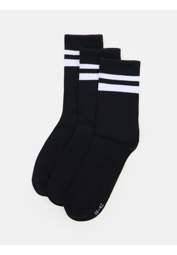 Sinsay - Długie skarpetki OEKO-TEX 3 pack - czarny. Kolor: czarny