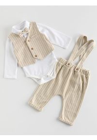 Reserved - Elegancki zestaw z muszką - beżowy. Kolor: beżowy. Materiał: dzianina, wiskoza #1