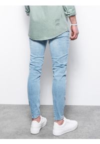 Ombre Clothing - Spodnie męskie jeansowe z przetarciami i dziurami SKINNY FIT P936 - niebieskie - XXL. Kolor: niebieski. Materiał: jeans #3