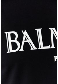 Balmain - BALMAIN Czarny męski t-shirt z wypukłym gumowym logo. Kolor: czarny. Materiał: guma