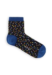 Volcano - Damskie skarpety w kolorowe kropki A –LEGA. Kolor: czarny. Materiał: jeans, elastan, poliamid, dresówka, bawełna. Wzór: kropki, kolorowy #1