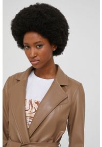 Answear Lab płaszcz damski kolor beżowy przejściowy niezapinany. Okazja: na co dzień. Kolor: beżowy. Materiał: materiał. Wzór: gładki. Styl: wakacyjny #3