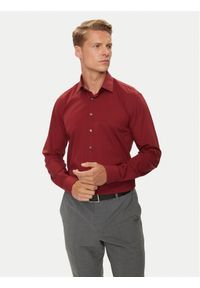 Calvin Klein Koszula K10K108229 Bordowy Slim Fit. Kolor: czerwony. Materiał: bawełna