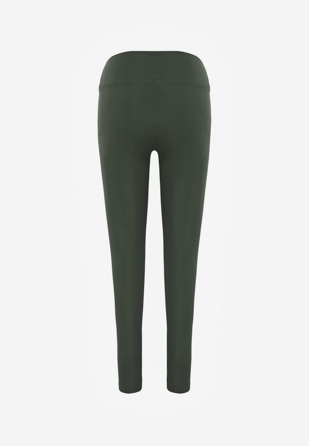 Born2be - Ciemnozielone Legginsy w Stylu Basic z Wyszczuplającym Pasem Samertes. Okazja: na co dzień, na spacer, do pracy. Stan: podwyższony. Kolor: zielony. Długość: krótkie. Styl: casual