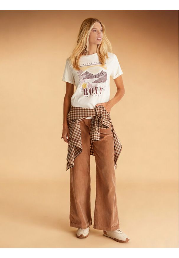 Roxy Spodnie materiałowe ERJNP03678 Brązowy Regular Fit. Kolor: brązowy. Materiał: bawełna