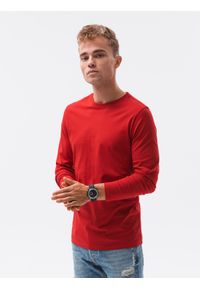 Ombre Clothing - Zestaw longsleeve męski z długim rękawem - mix 2-pak V4 Z43 - XXL. Kolor: czerwony. Materiał: bawełna. Długość rękawa: długi rękaw. Długość: długie. Styl: klasyczny