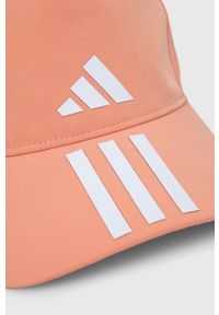 adidas Performance czapka z daszkiem kolor pomarańczowy z nadrukiem. Kolor: pomarańczowy. Materiał: skóra, materiał. Wzór: nadruk #2