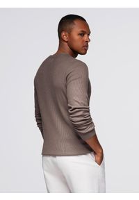 Ombre Clothing - Prążkowany sweter męski z guzikami przy dekolcie - popielaty V4 - Rozmiar: XXL. Kolor: szary. Materiał: prążkowany. Styl: elegancki #4