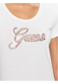 Guess T-Shirt W3YI36 J1314 Biały Slim Fit. Kolor: biały. Materiał: bawełna