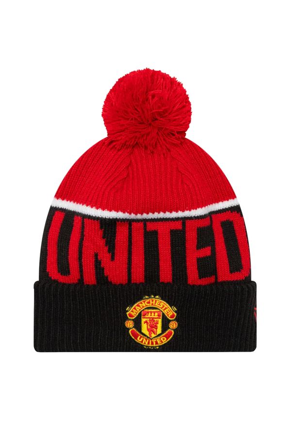New Era - Czapka dla dorosłych Manchester United Pom Beanie. Kolor: czerwony. Materiał: akryl