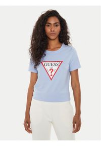 Guess T-Shirt W1YI1B I3Z14 Błękitny Regular Fit. Kolor: niebieski. Materiał: bawełna