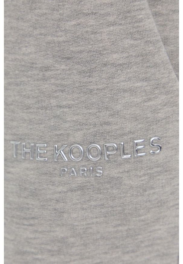 The Kooples - Spodnie. Kolor: szary. Materiał: dzianina. Wzór: melanż, aplikacja