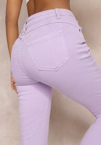 Renee - Fioletowe Jeansy Skinny z Efektem Push Up Karinali. Okazja: na co dzień. Kolor: fioletowy. Wzór: gładki. Styl: casual