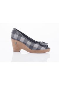 Dijean - Czółenka DIJEAN 715 716 BLACK PLAID, Czarny/ Biały, Materiał - 40. Kolor: czarny. Materiał: tkanina. Szerokość cholewki: normalna. Sezon: lato. Obcas: na koturnie. Styl: klasyczny #1