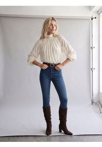 Sinsay - Jeansy skinny high waist z domieszką wiskozy - granatowy. Stan: podwyższony. Kolor: niebieski #1