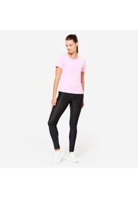 DOMYOS - Legginsy fitness damskie Domyos. Kolor: szary. Materiał: materiał, poliester, elastan. Sport: fitness