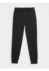 4F JUNIOR - Spodnie dresowe joggery dziewczęce. Okazja: na co dzień. Kolor: czarny. Materiał: dresówka. Styl: casual
