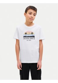 Jack&Jones Junior T-Shirt Palm 12269922 Biały Regular Fit. Kolor: biały. Materiał: bawełna