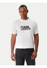 Karl Lagerfeld - KARL LAGERFELD T-Shirt 755780 561235 Biały Regular Fit. Typ kołnierza: dekolt w karo. Kolor: biały. Materiał: bawełna #1