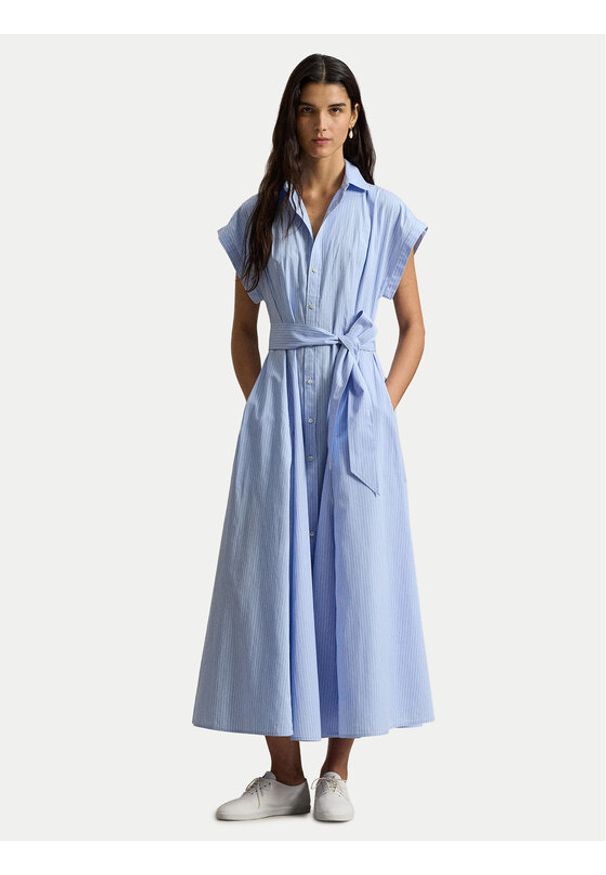 Polo Ralph Lauren Sukienka koszulowa 211A96363001 Błękitny Regular Fit. Typ kołnierza: polo. Kolor: niebieski. Materiał: bawełna. Typ sukienki: koszulowe