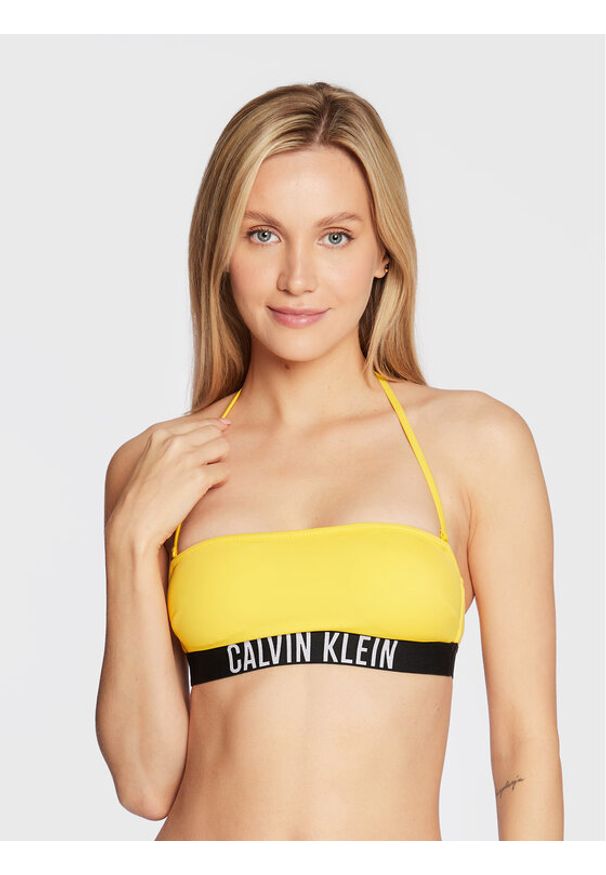 Calvin Klein Swimwear Góra od bikini Intense Power KW0KW01907 Żółty. Kolor: żółty. Materiał: syntetyk