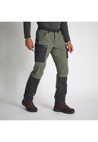 SOLOGNAC - Spodnie outdoor Solognac 900 oddychające. Kolor: brązowy, zielony, wielokolorowy. Materiał: tkanina, syntetyk, elastan. Sport: outdoor