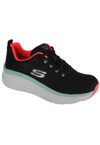 skechers - Buty sportowe Sneakersy damskie, Skechers D'Lux Walker - Fresh Finesse. Kolor: czarny, czerwony, wielokolorowy. Sport: turystyka piesza